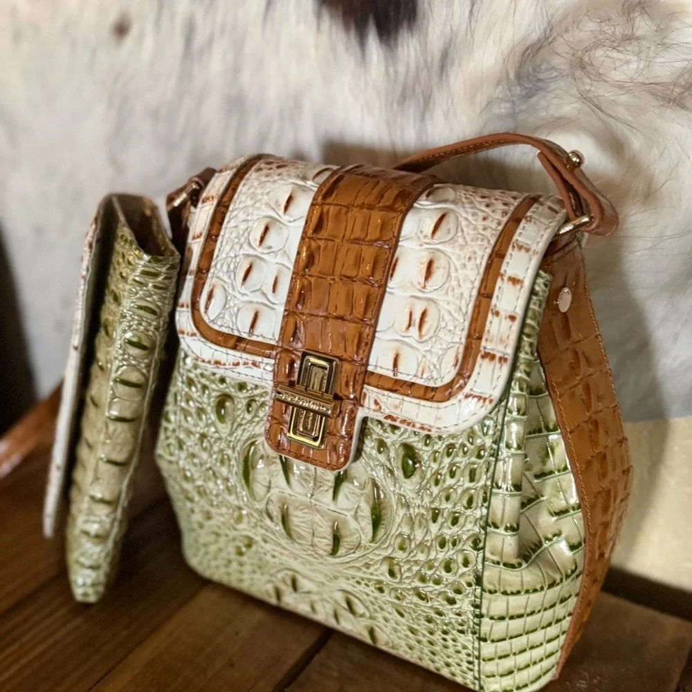 NWT SET ~ Brahmin Fern Williamette Green Margo with Cordelia Wallet - Picture 9 of 16